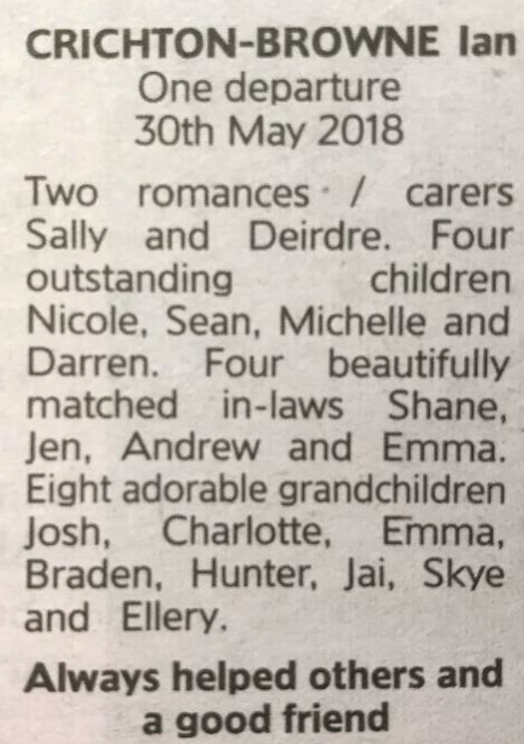 Funeral Notices for Newspapers